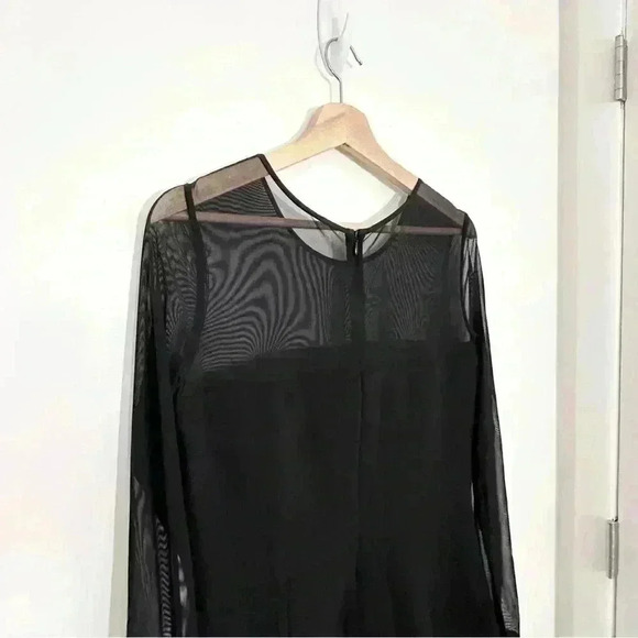 NWT French Connection Sheer Long Sleeve A Line Dress | Black | SZ‎ 10 - Picture 8 of 11